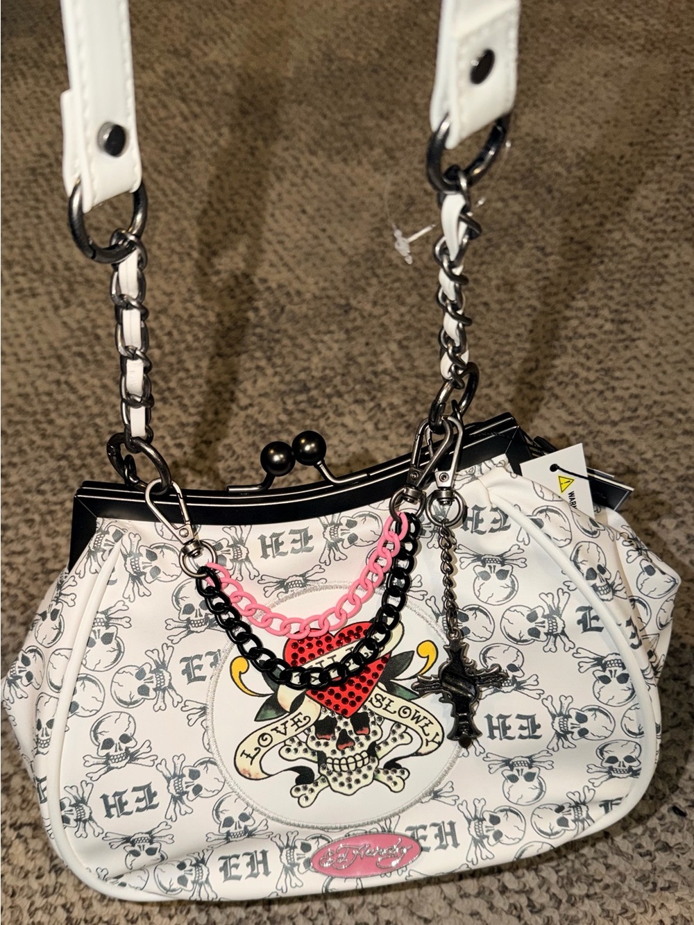 Ed Hardy Skull Pattern Clutch Shoulder Bag